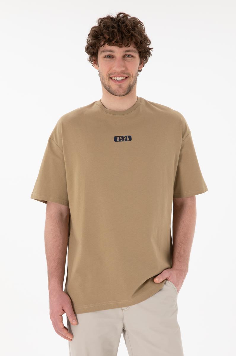 Erkek Oversize Fit Bisiklet Yaka Haki Tişört