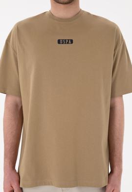 Erkek Oversize Fit Bisiklet Yaka Haki Tişört - 50305923057