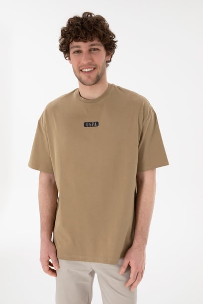 Erkek Oversize Fit Bisiklet Yaka Haki Tişört