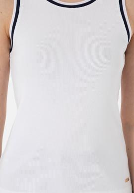 Kadın Beyaz Kolsuz Bisiklet Yaka Tişört - 50305857014