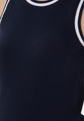 Kadın Lacivert Kolsuz Bisiklet Yaka Tişört - 50305857005