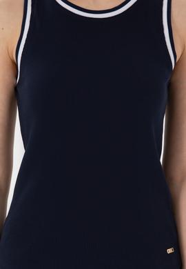 Kadın Lacivert Kolsuz Bisiklet Yaka Tişört - 50305857005