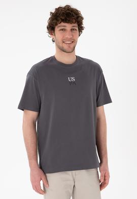 Erkek Comfort Fit Bisiklet Yaka Antrasit Tişört - 50306450048