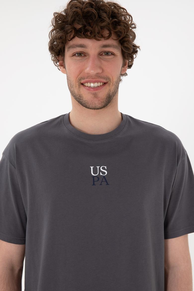 Erkek Comfort Fit Bisiklet Yaka Antrasit Tişört - 50306450048