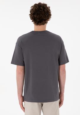 Erkek Comfort Fit Bisiklet Yaka Antrasit Tişört - 50306450048