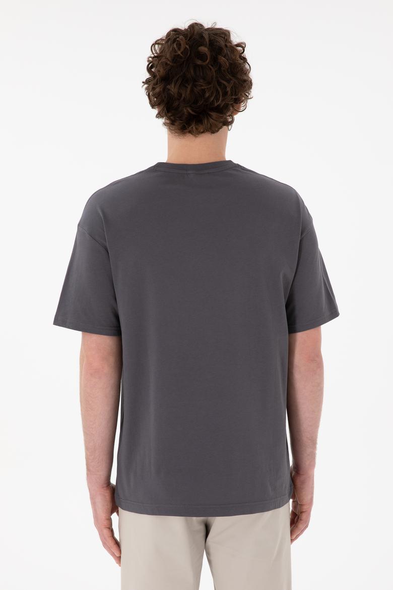 Erkek Comfort Fit Bisiklet Yaka Antrasit Tişört - 50306450048