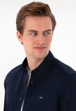 Erkek Lacivert Uzun Kollu Basic Gömlek - 50298004023