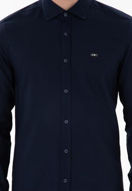 Erkek Lacivert Uzun Kollu Basic Gömlek - 50298004023