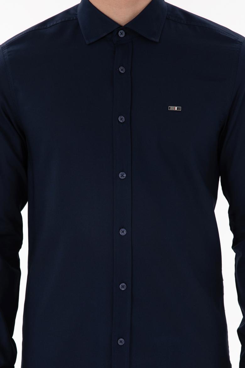 Erkek Lacivert Uzun Kollu Basic Gömlek - 50298004023