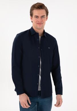 Erkek Lacivert Uzun Kollu Basic Gömlek - 50298004023