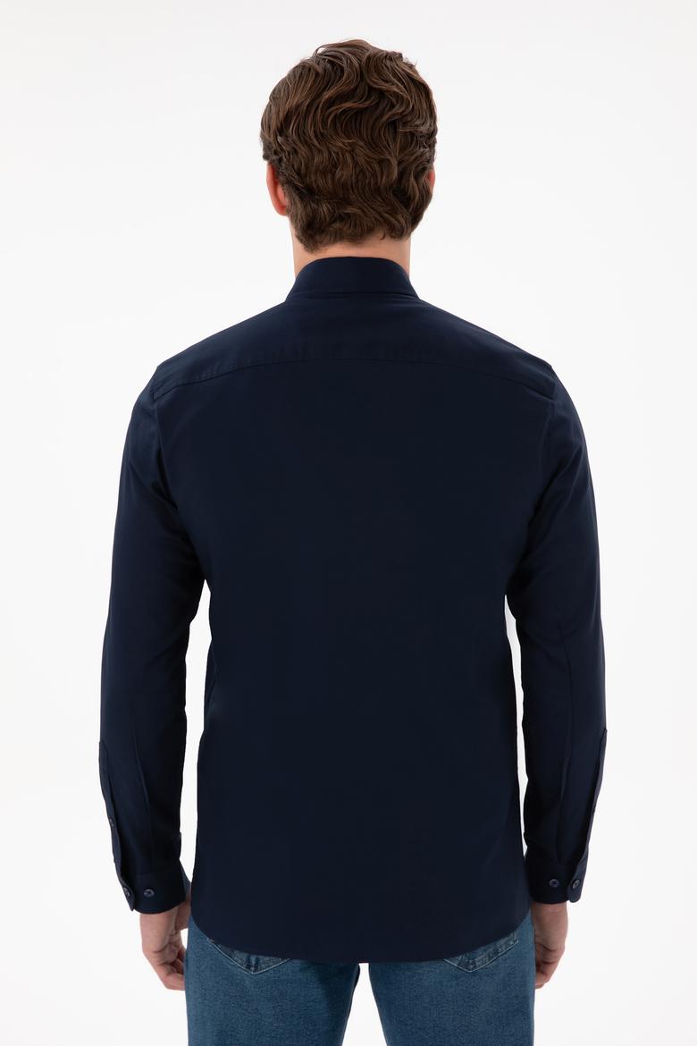 Erkek Lacivert Uzun Kollu Basic Gömlek - 50298004023