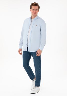Erkek Açık Mavi Uzun Kollu Basic Gömlek - 50297913026