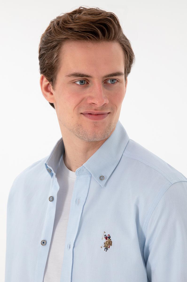 Erkek Açık Mavi Uzun Kollu Basic Gömlek