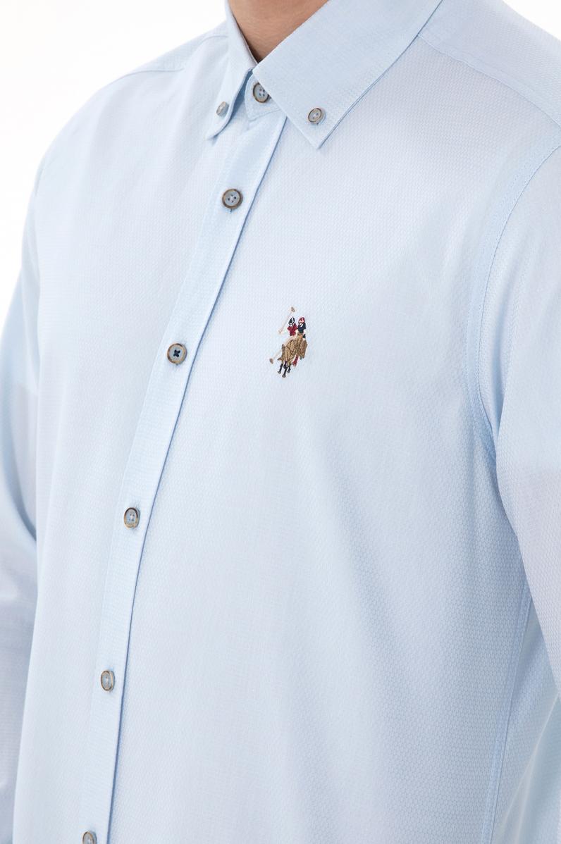 Erkek Açık Mavi Uzun Kollu Basic Gömlek