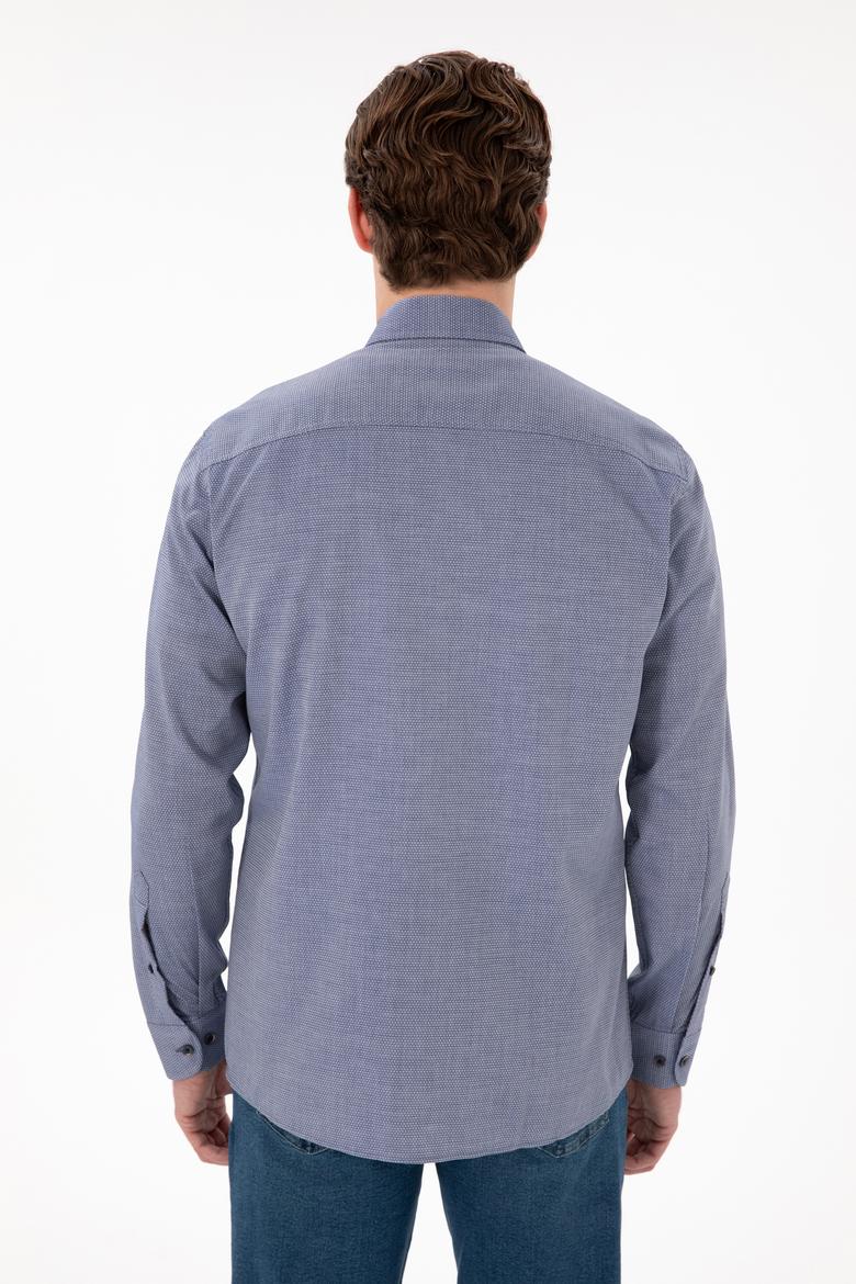 Erkek Lacivert Uzun Kollu Basic Gömlek - 50297913017