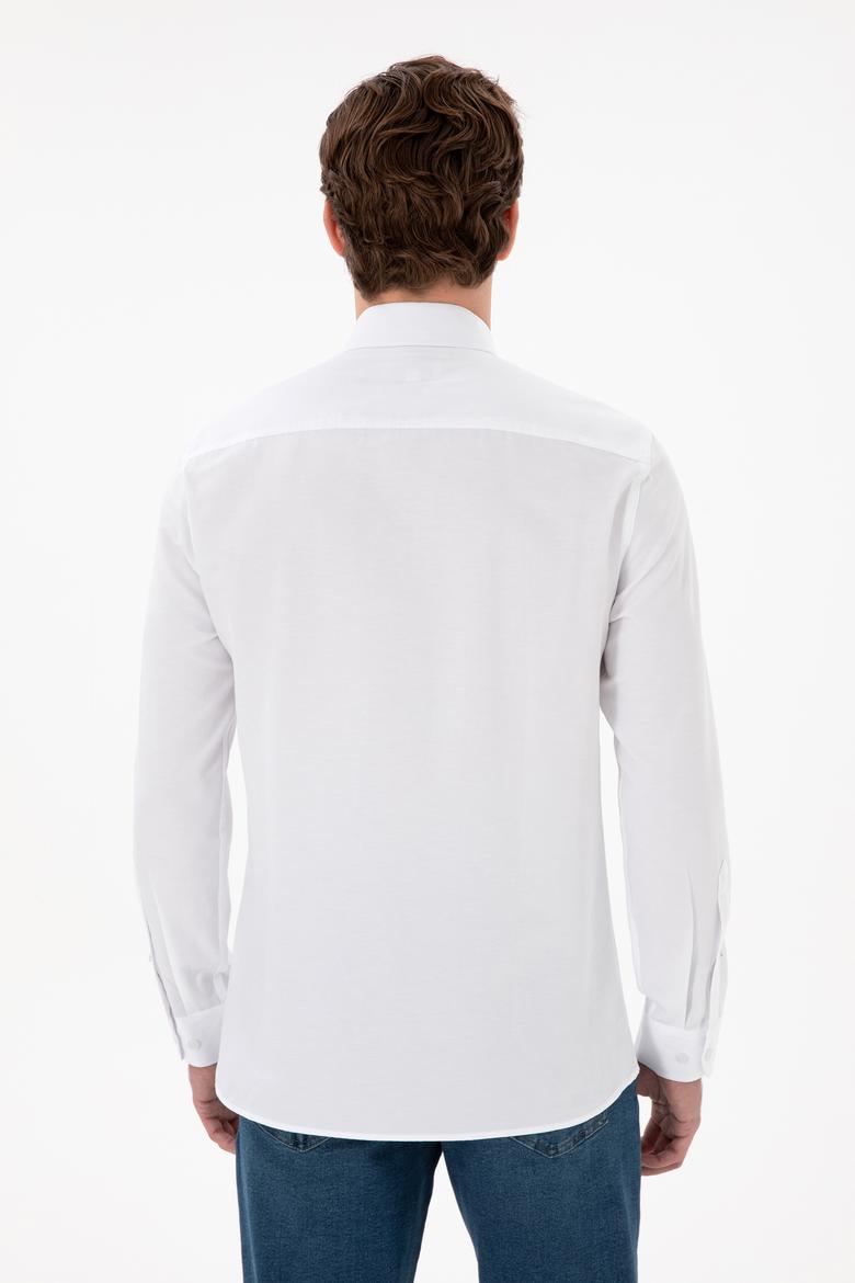 Erkek Beyaz Uzun Kollu Basic Gömlek - 50298009006