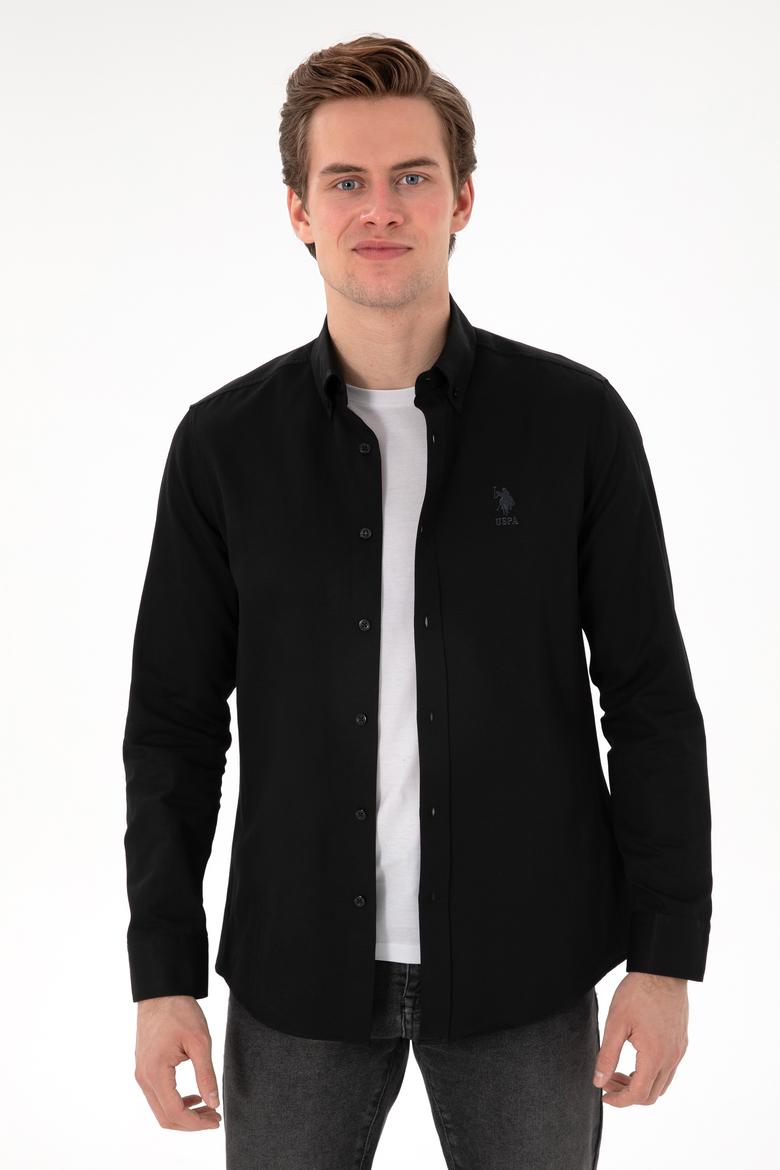 Erkek Siyah Uzun Kollu Basic Gömlek