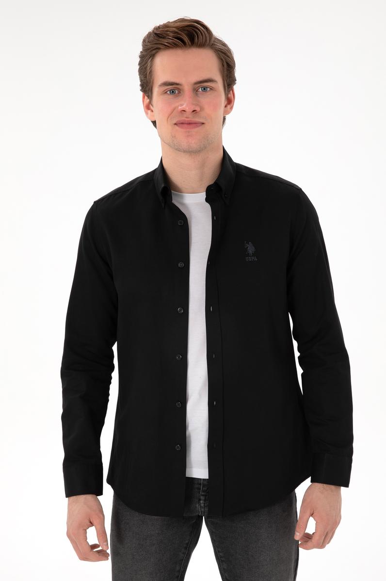 Erkek Siyah Uzun Kollu Basic Gömlek