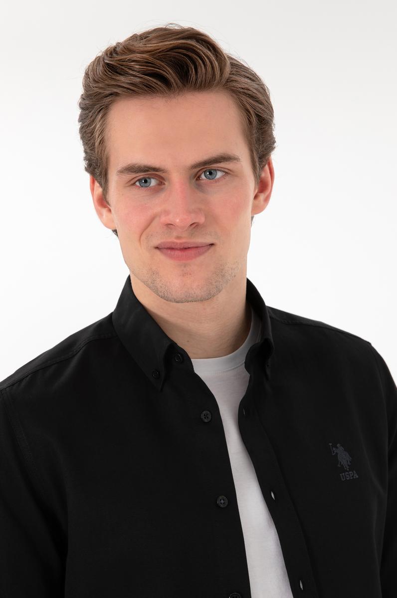 Erkek Siyah Uzun Kollu Basic Gömlek