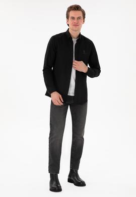 Erkek Siyah Uzun Kollu Basic Gömlek - 50298009022