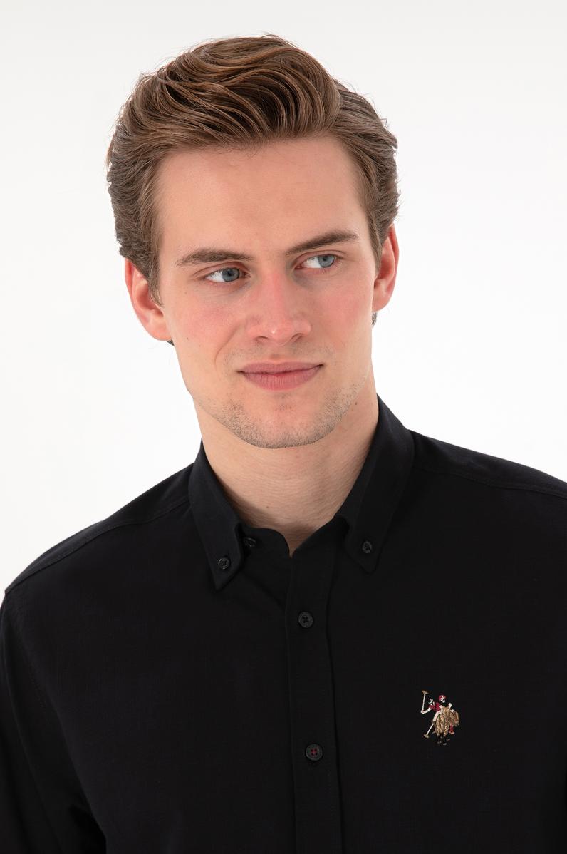 Erkek Siyah Uzun Kollu Basic Gömlek