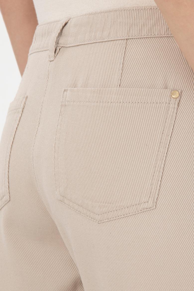 Kadın Taş Keten Karışımlı Carrot Hight Waist Fit Kanvas Pantolon - 50300659036