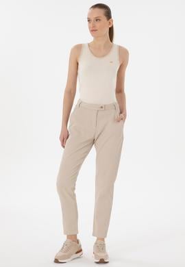 Kadın Taş Keten Karışımlı Carrot Hight Waist Fit Kanvas Pantolon - 50300659036