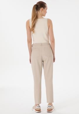 Kadın Taş Keten Karışımlı Carrot Hight Waist Fit Kanvas Pantolon - 50300659036