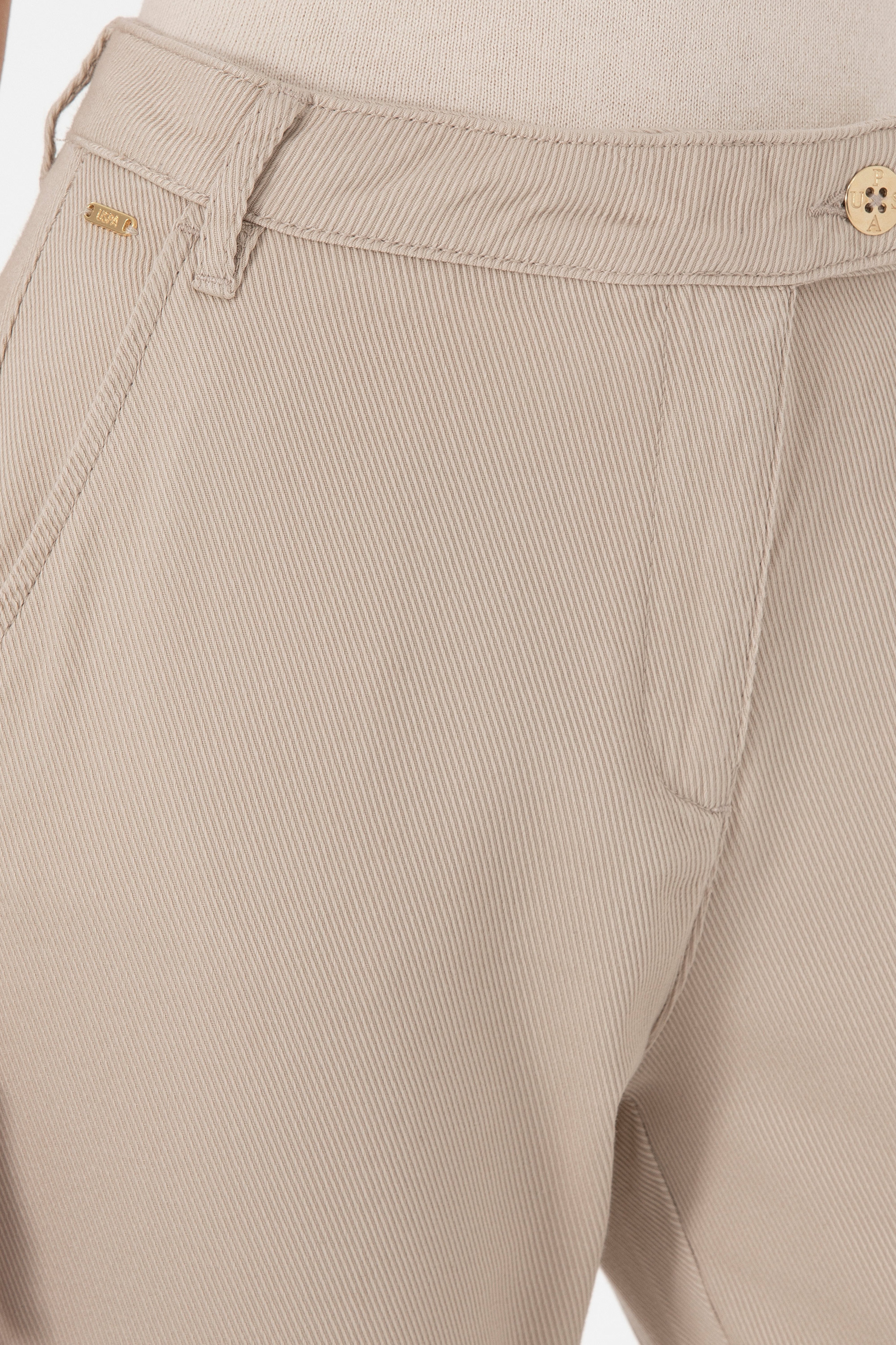 Kadın Taş Keten Karışımlı Carrot Hight Waist Fit Kanvas Pantolon - Image 5