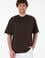 Erkek Comfort Fit Bisiklet Yaka Kahverengi Merserize Basic Tişört