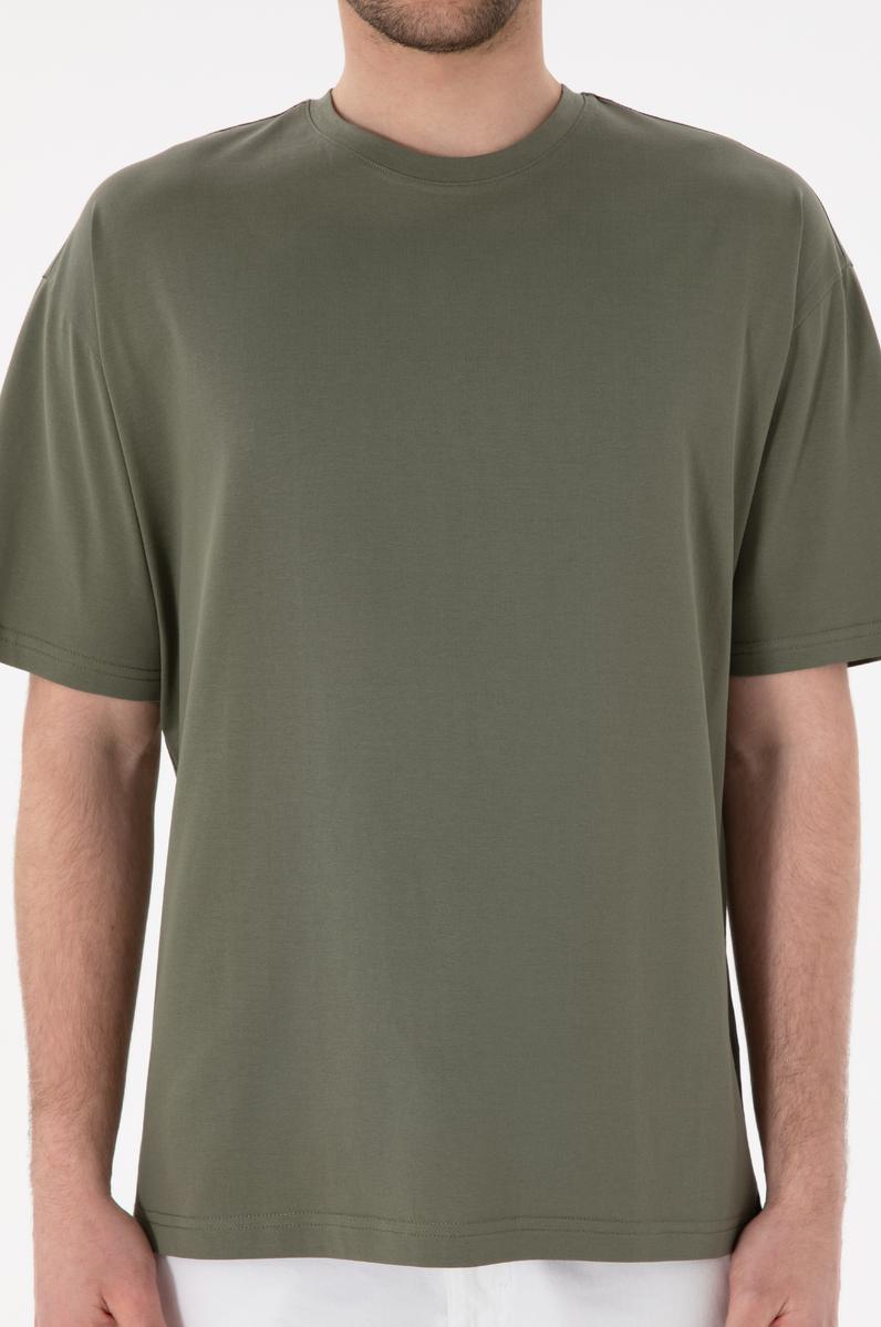 Erkek Comfort Fit Bisiklet Yaka Vizon Merserize Basic Tişört