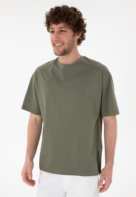 Erkek Comfort Fit Bisiklet Yaka Vizon Merserize Basic Tişört - 50313089028