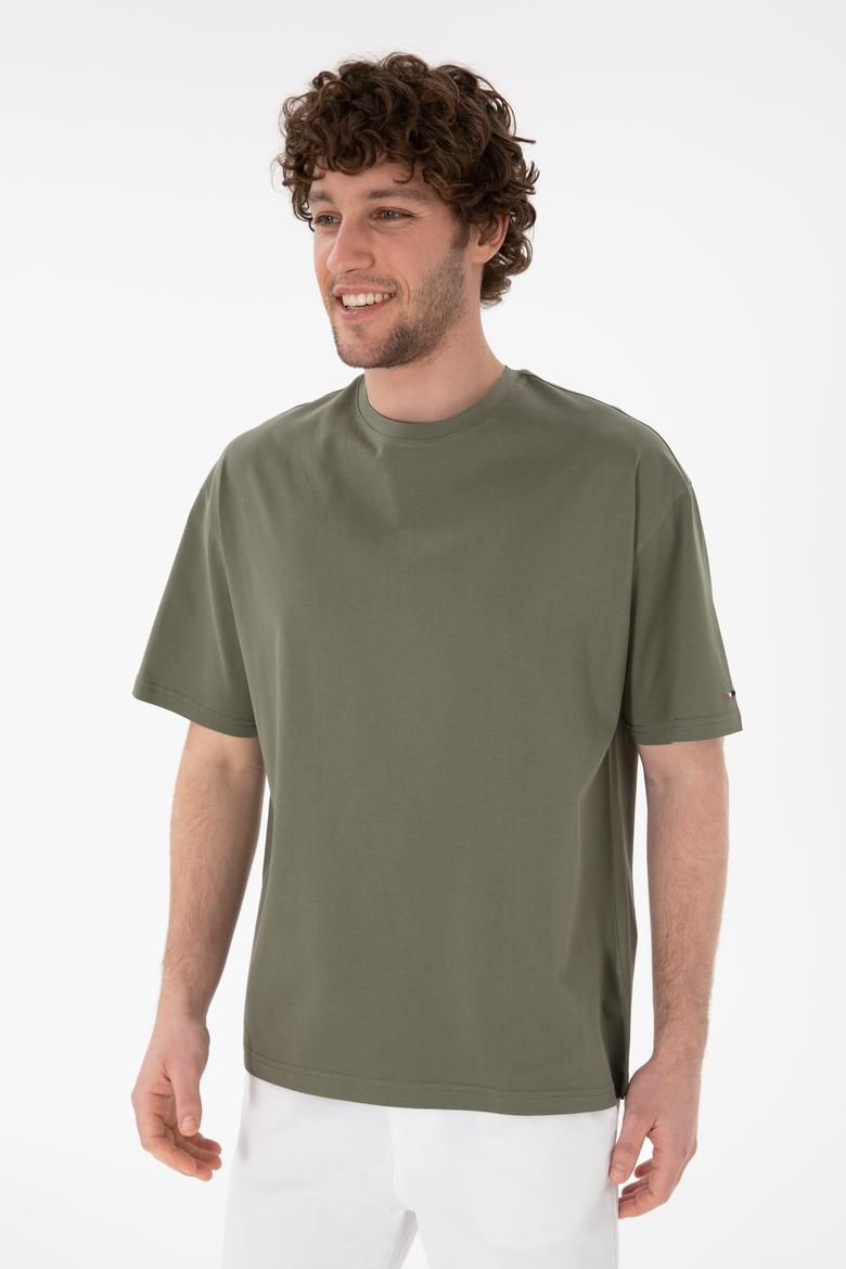 Erkek Comfort Fit Bisiklet Yaka Vizon Merserize Basic Tişört - 50313089028