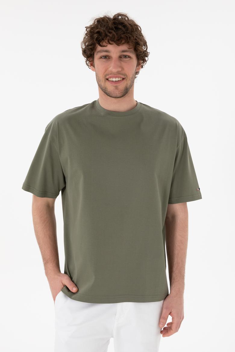 Erkek Comfort Fit Bisiklet Yaka Vizon Merserize Basic Tişört - 50313089028