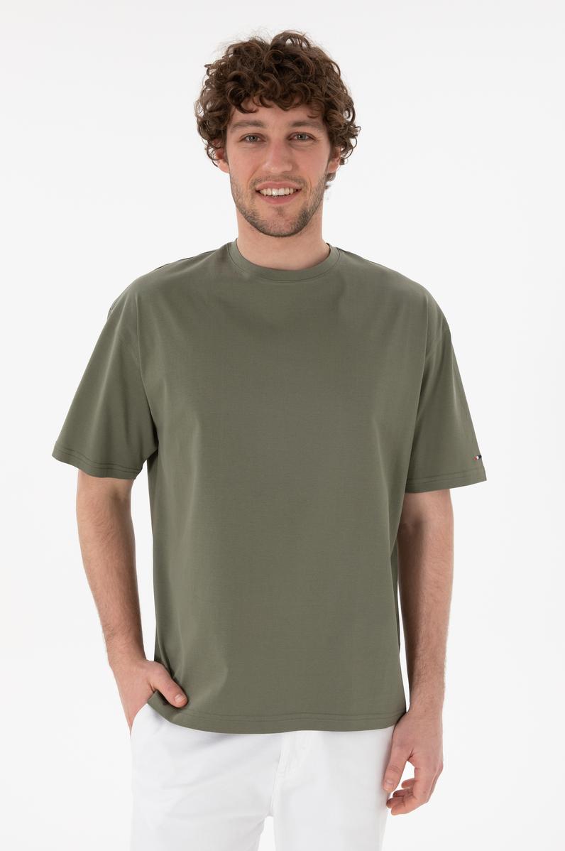 Erkek Comfort Fit Bisiklet Yaka Vizon Merserize Basic Tişört