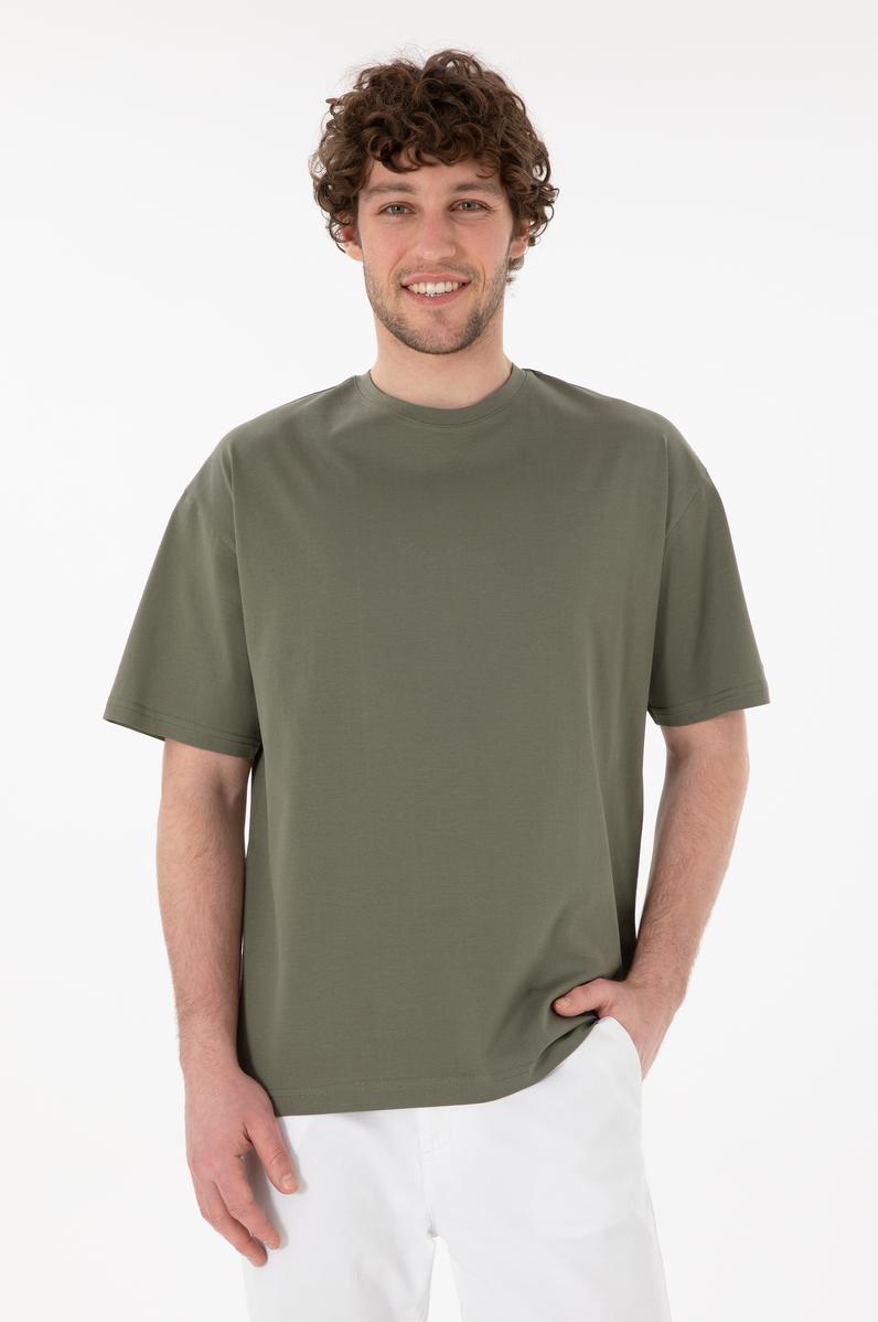 Erkek Comfort Fit Bisiklet Yaka Vizon Merserize Basic Tişört