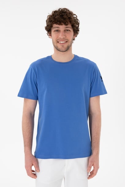 Erkek Regular Fit Bisiklet Yaka İndigo Basic Tişört