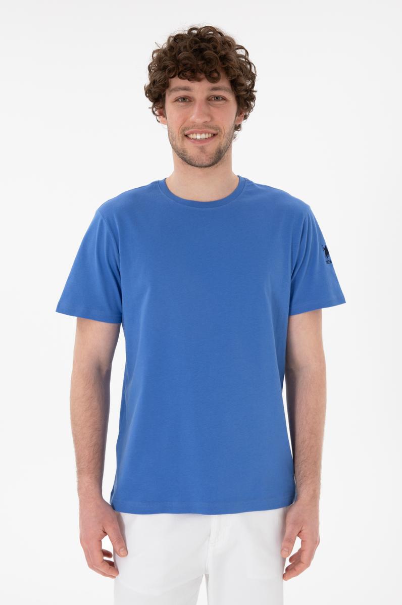 Erkek Regular Fit Bisiklet Yaka İndigo Basic Tişört