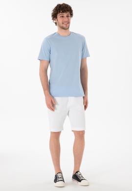 Erkek Regular Fit Bisiklet Yaka Açık Mavi Basic Tişört - 50305928057