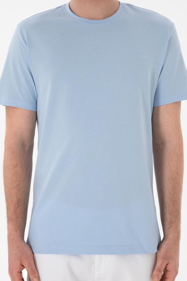 Erkek Regular Fit Bisiklet Yaka Açık Mavi Basic Tişört - 50305928057