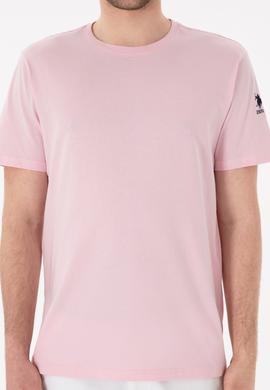 Erkek Regular Fit Bisiklet Yaka Açık Pembe Basic Tişört - 50305985156
