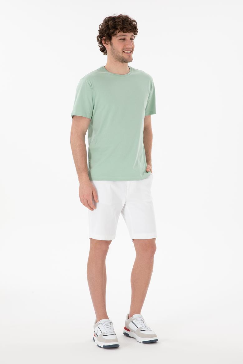 Erkek Regular Fit Bisiklet Yaka Su Yeşili Basic Tişört - 50305985117