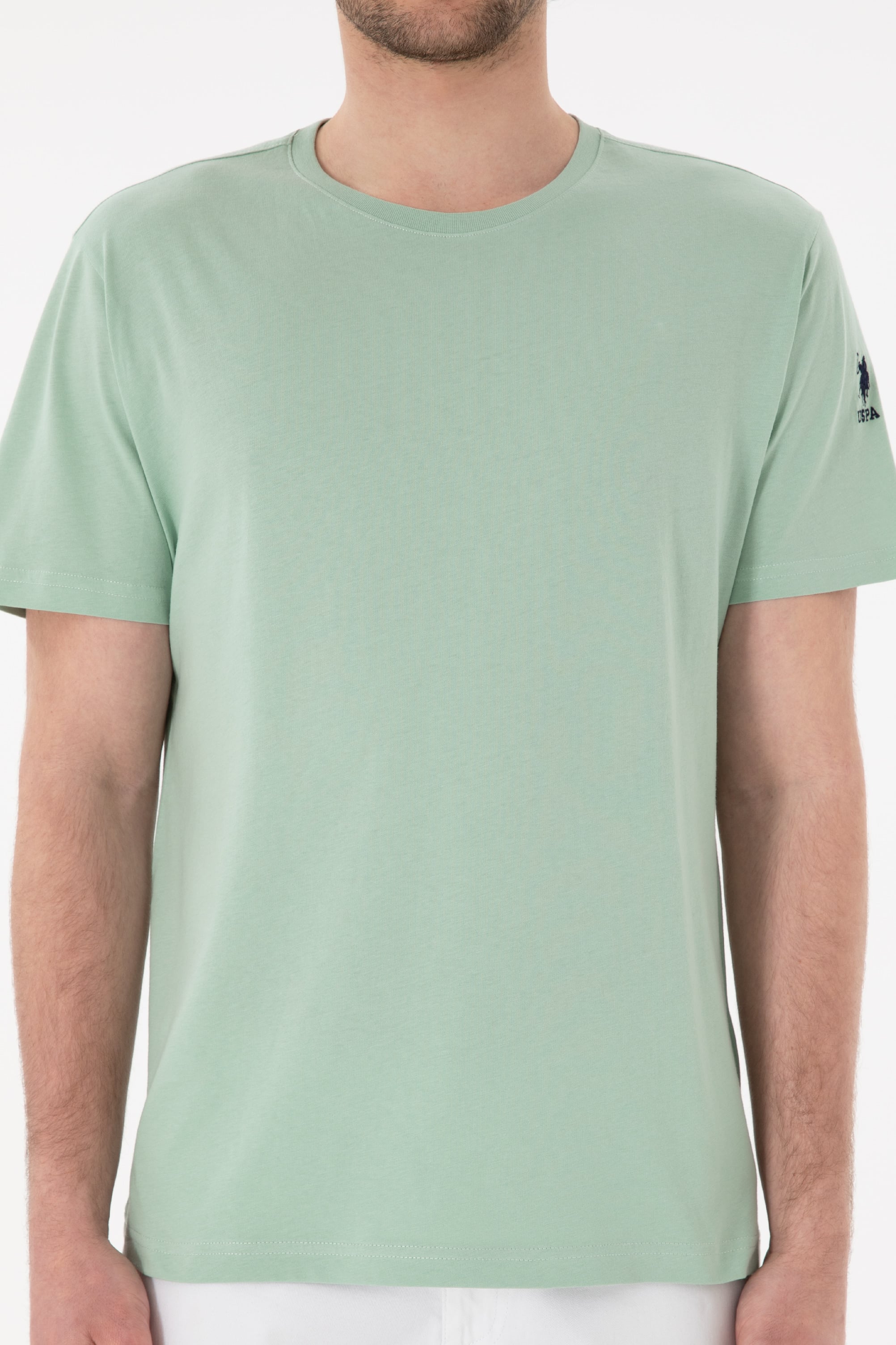 Erkek Regular Fit Bisiklet Yaka Su Yeşili Basic Tişört - Image 7
