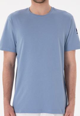 Erkek Regular Fit Bisiklet Yaka Mavi Basic Tişört - 50305985189