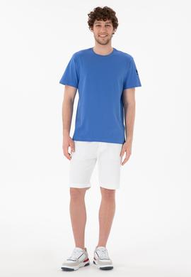 Erkek Regular Fit Bisiklet Yaka İndigo Basic Tişört - 50305985196