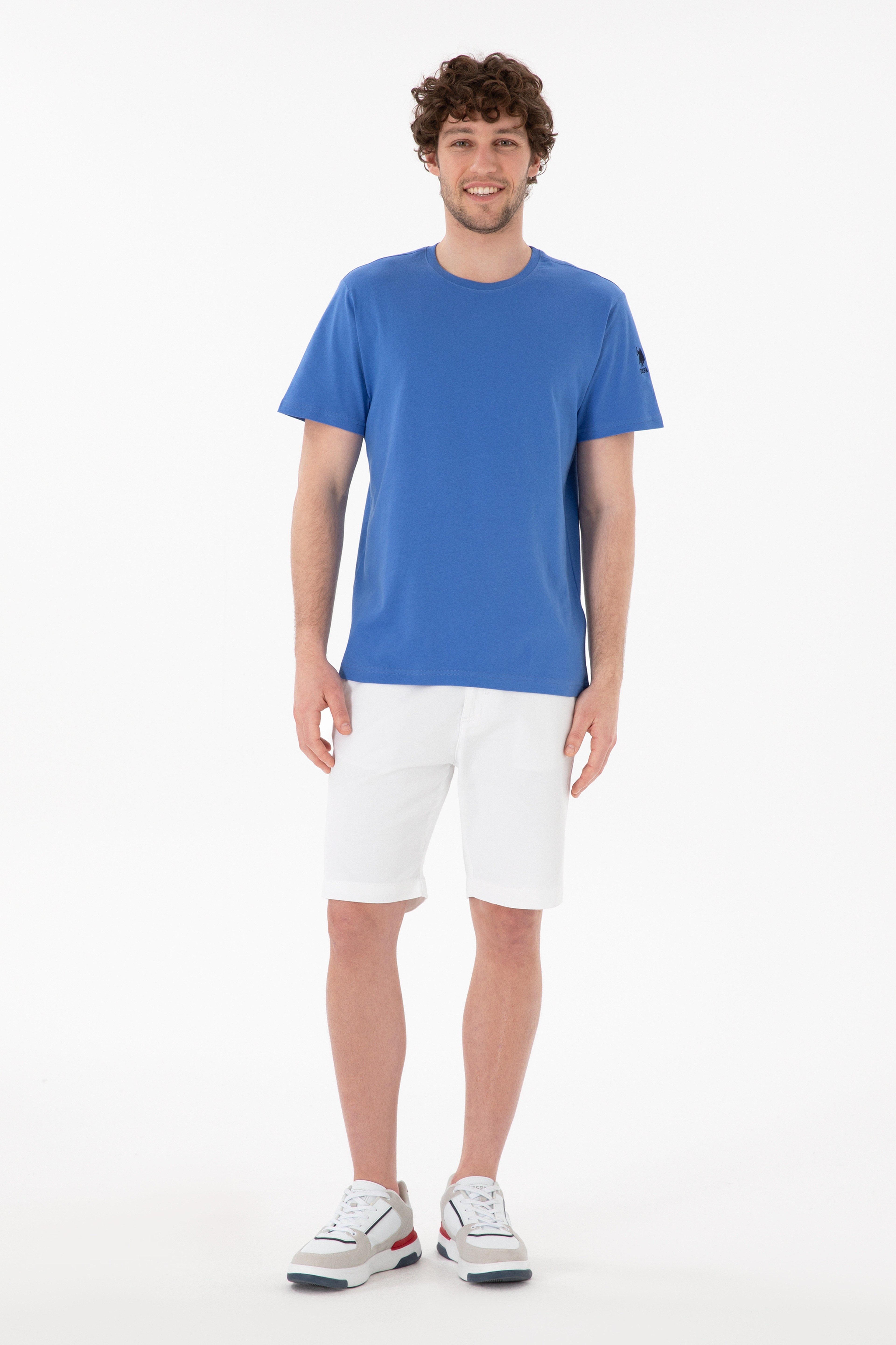 Erkek Regular Fit Bisiklet Yaka İndigo Basic Tişört - Image 5