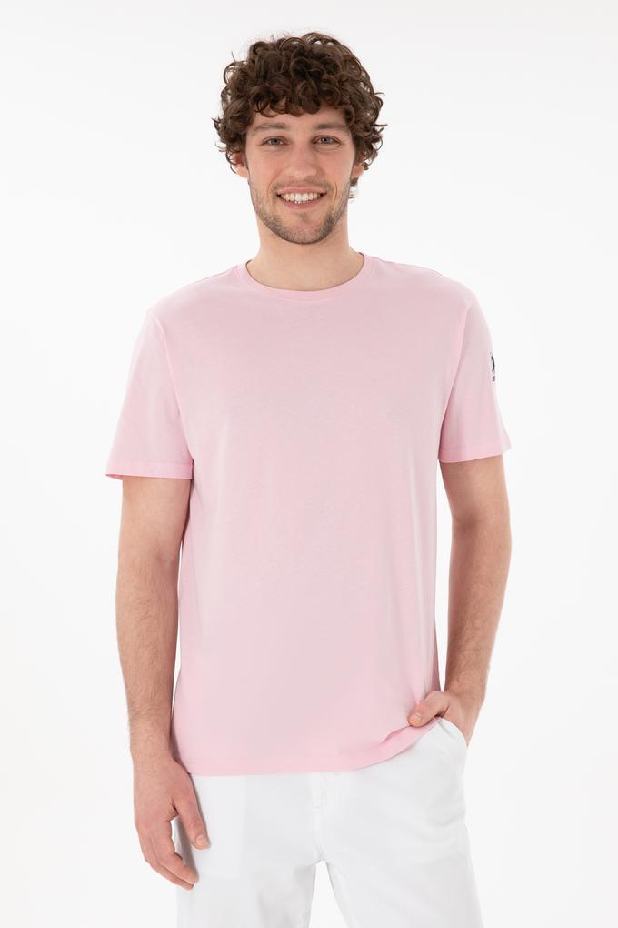 Erkek Regular Fit Bisiklet Yaka Açık Pembe Basic Tişört