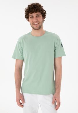 Erkek Regular Fit Bisiklet Yaka Su Yeşili Basic Tişört - 50305985117