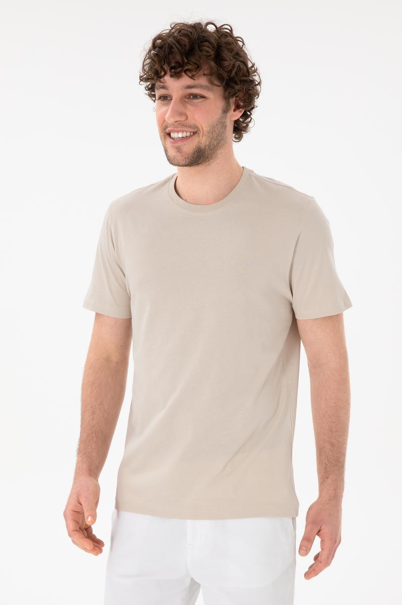 Erkek Regular Fit Bisiklet Yaka Taş Basic Tişört