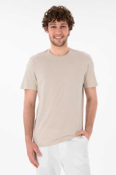 Erkek Regular Fit Bisiklet Yaka Taş Basic Tişört